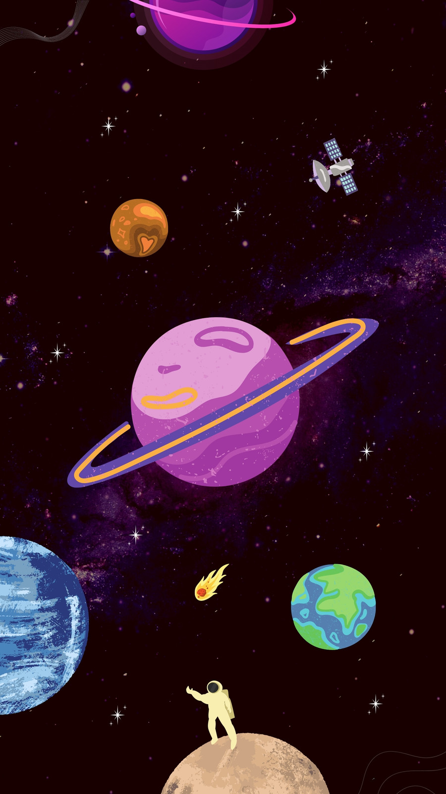 Free Vector | Cartoon galaxy background