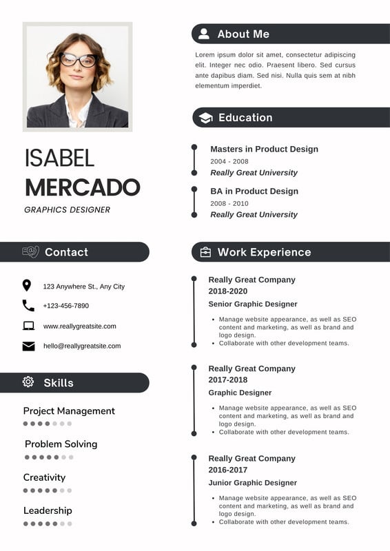 Free Customizable Creative Resumes Canva 8815