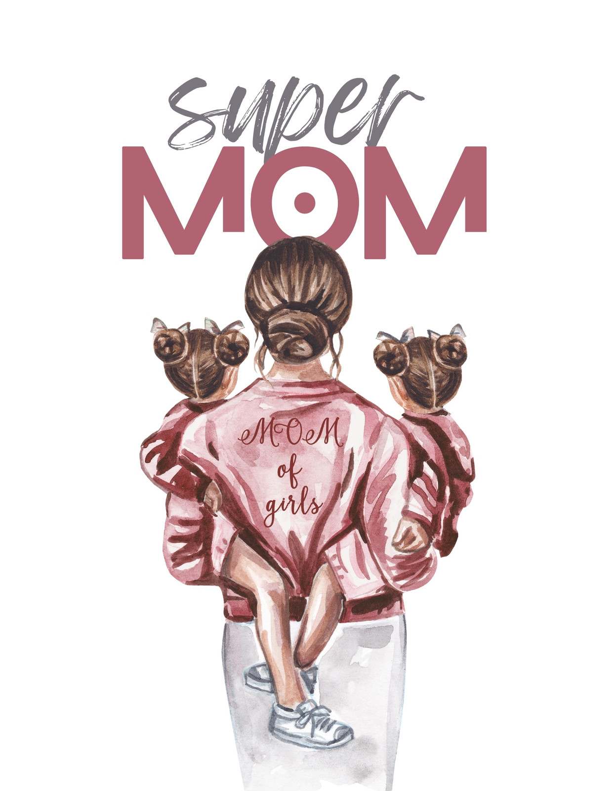 Super Mom Watercolor Design T-shirt Design