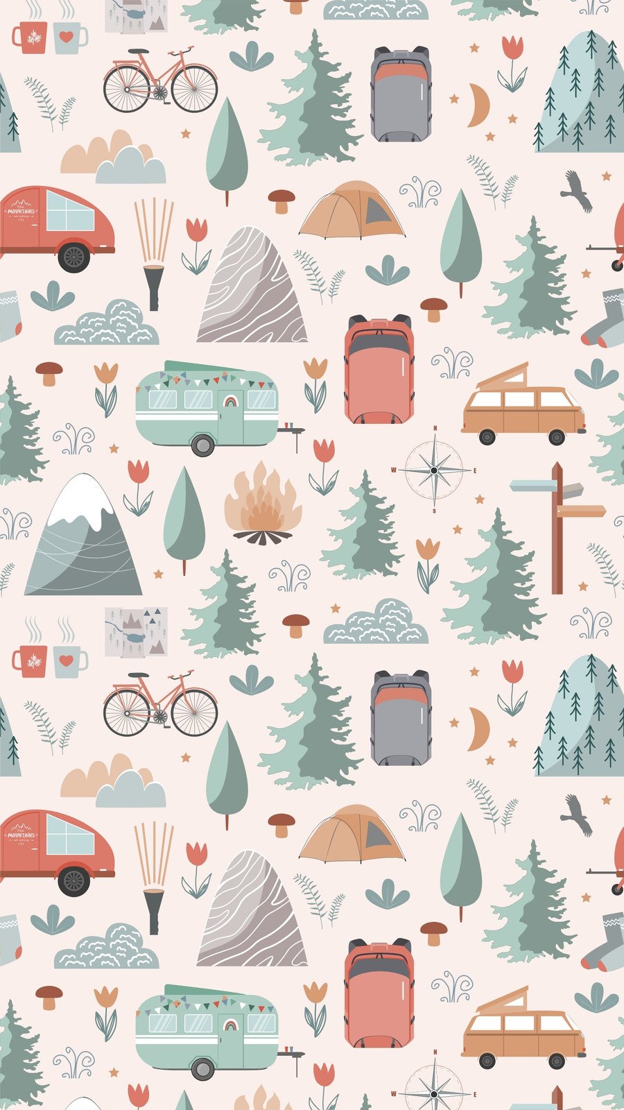 Summer camp seamless pattern vector illustration outdoor adventure  background for wallpaper or wrapper seamless scene with  CanStock