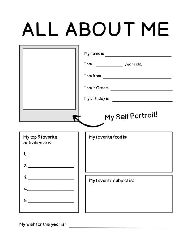 Free And Printable All About Me Worksheet Templates Canva