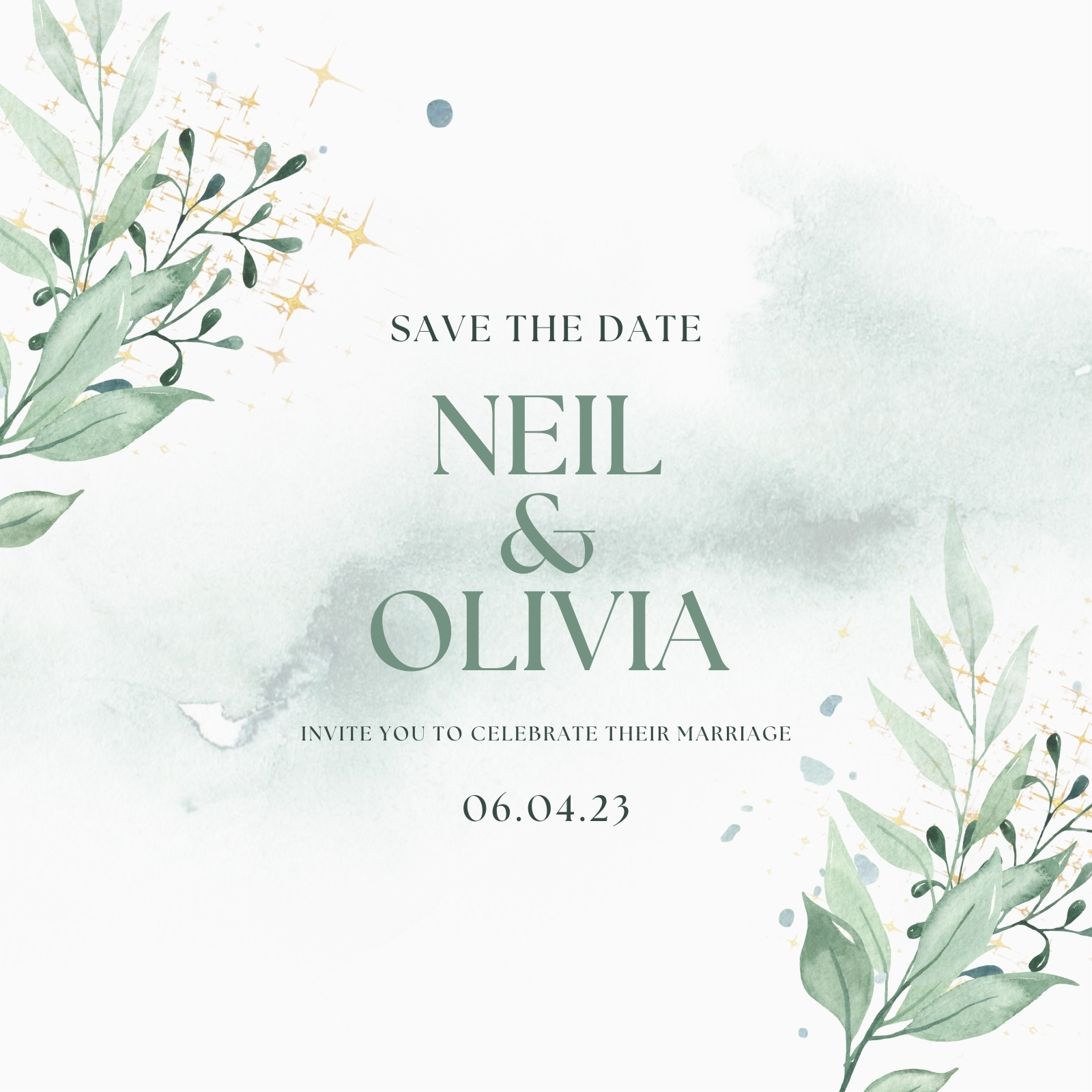 Personalised Rustic Wedding Invitations EUCALYPTUS LEAVES & PAMPAS packs of  10