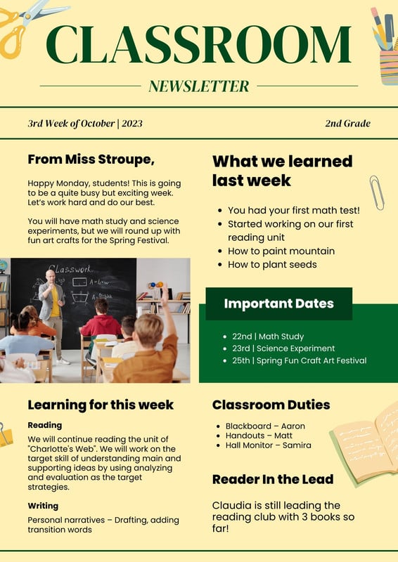 Free Custom Printable Classroom Newsletter Templates Canva 5081