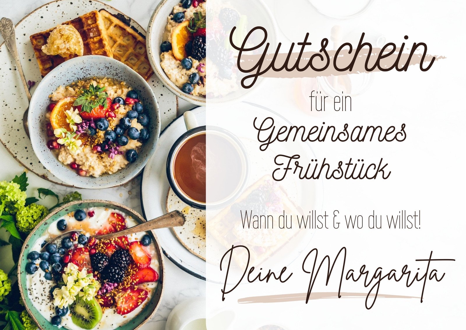 Gutschein frühstück vorlage kostenlos