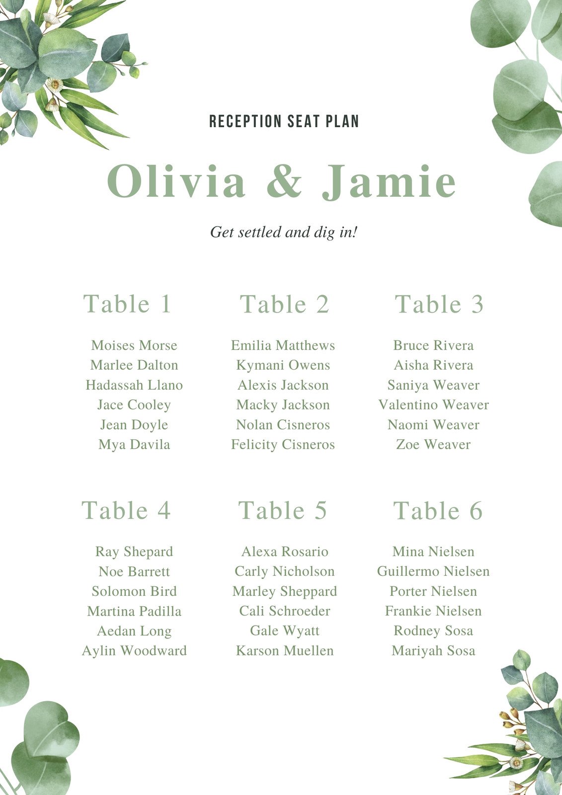 seating chart poster template