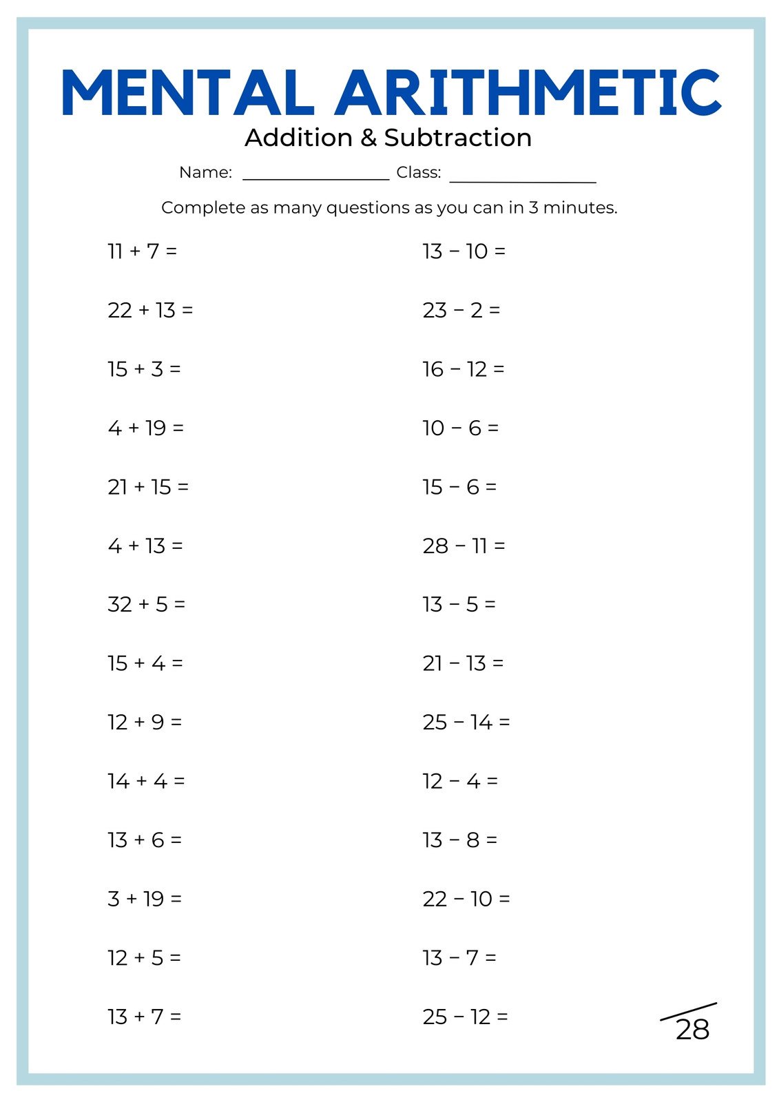 easy-math-worksheets