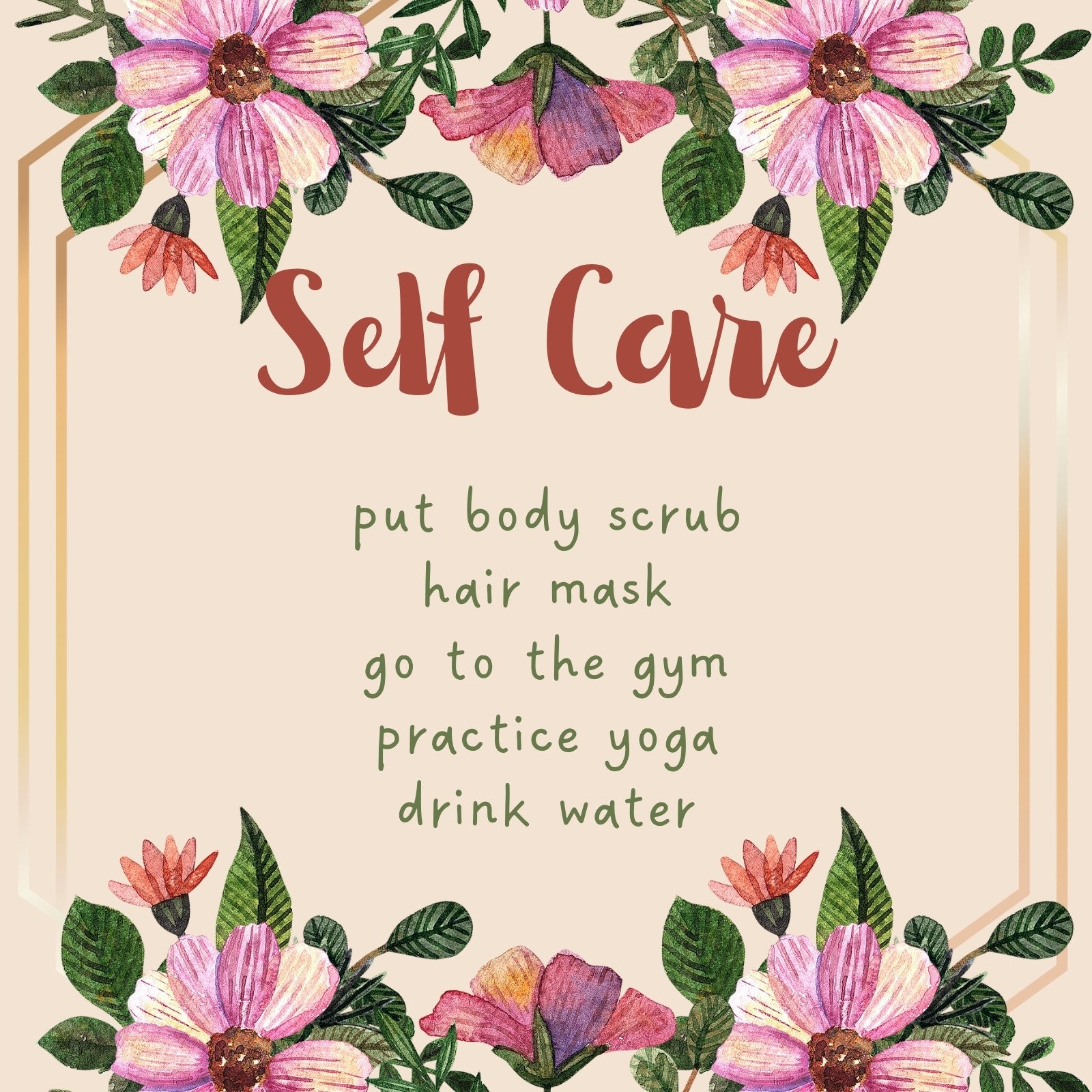 3 Aesthetic iPhone Wallpaper Self-care Love Quote Pink Cream 
