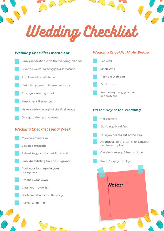 Customize 115+ Wedding Checklist Templates Online - Canva