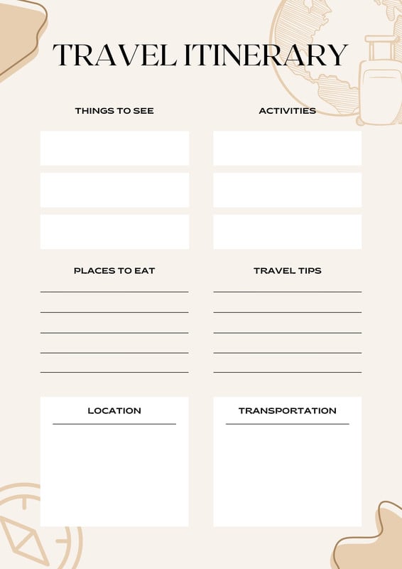 Page 14 Free And Customizable Itinerary Planner Templates Canva