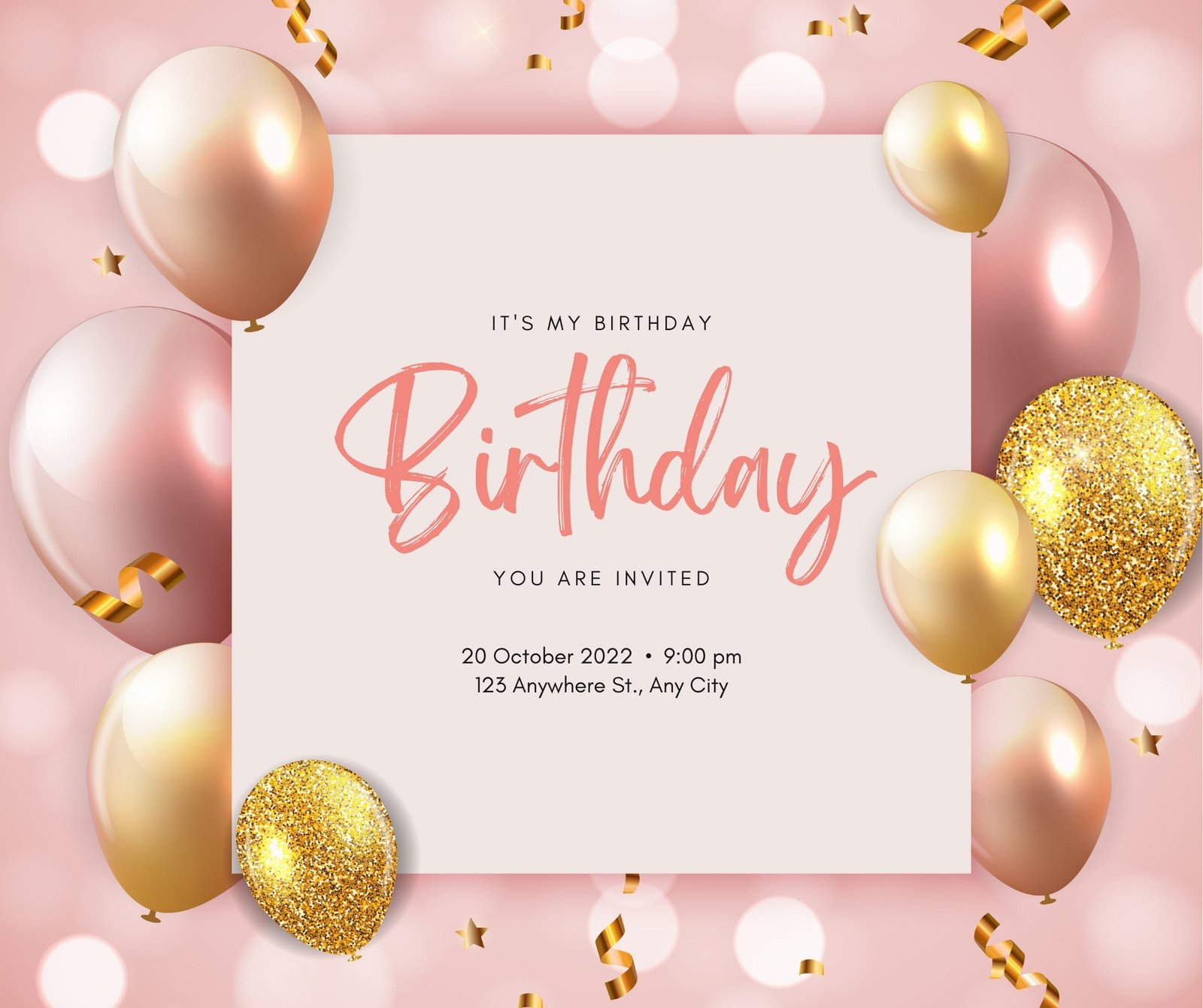 Pink Birthday party invitation Facebook post