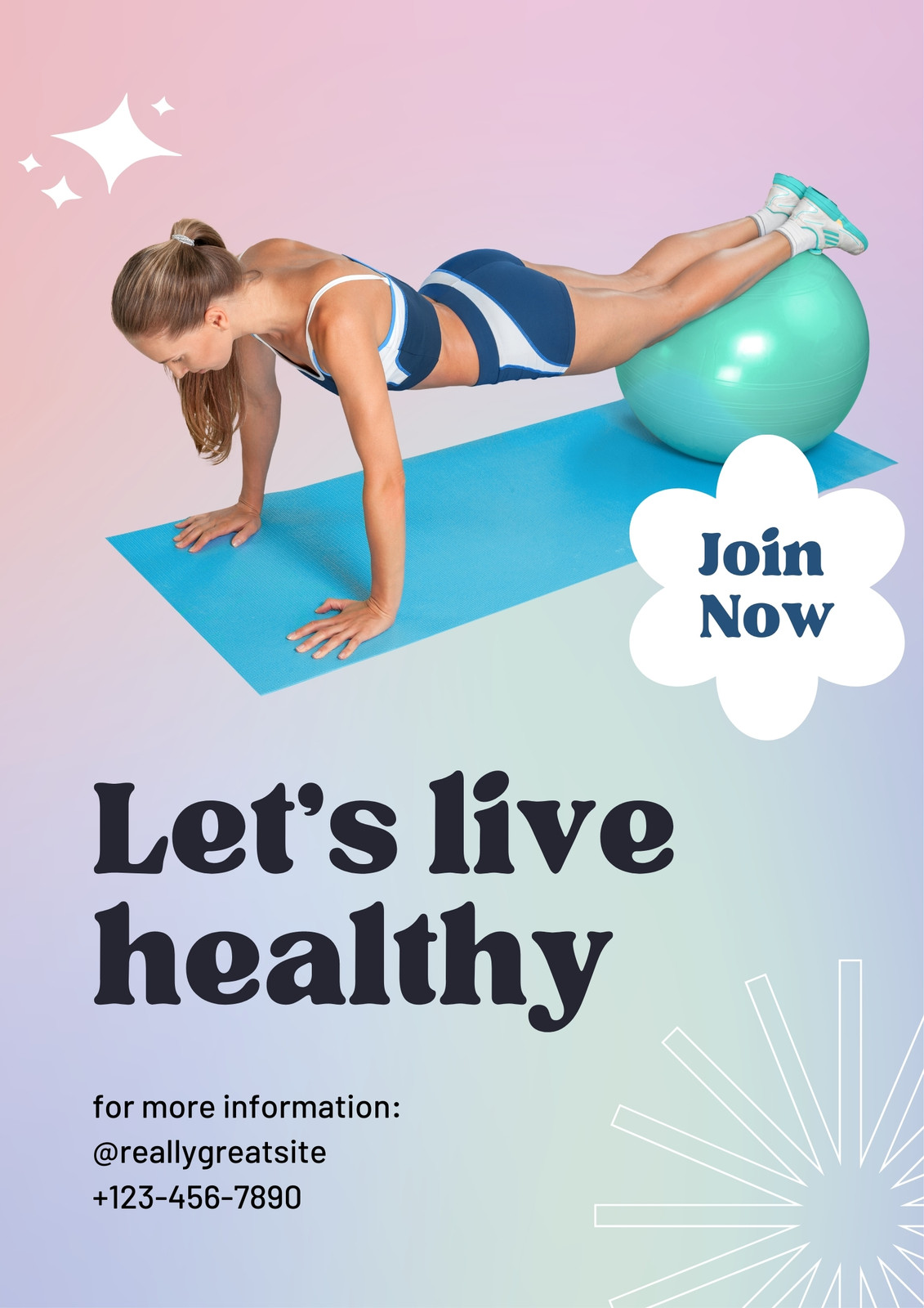 Yoga and Exercise Ball For Home Gym & Yoga Studio - Pink