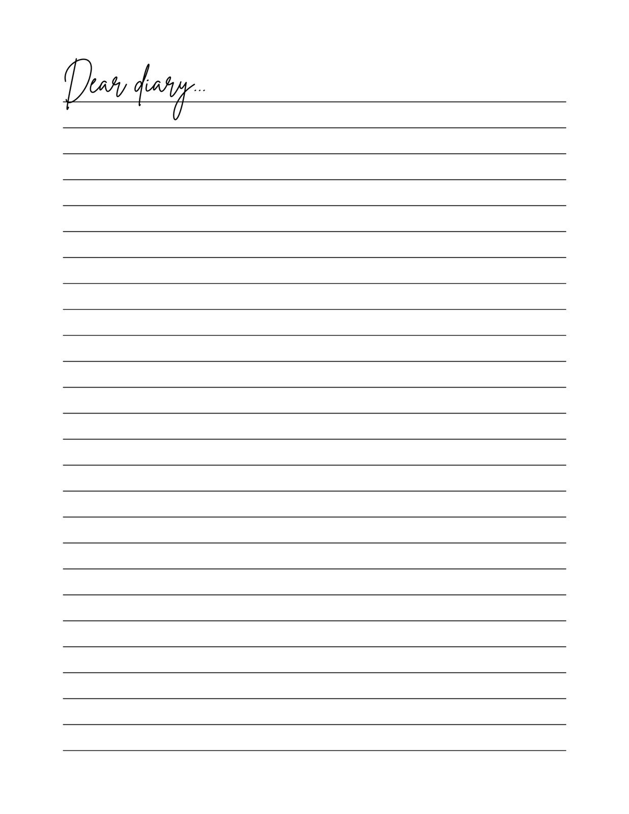 blank diary page with lines