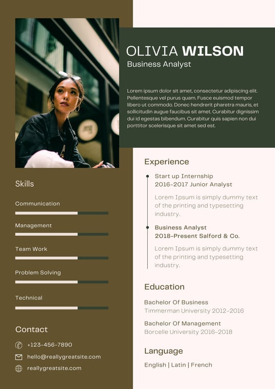 Free and printable business analyst resume templates | Canva