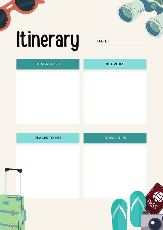 Page 13 Free And Customizable Itinerary Planner Templates Canva