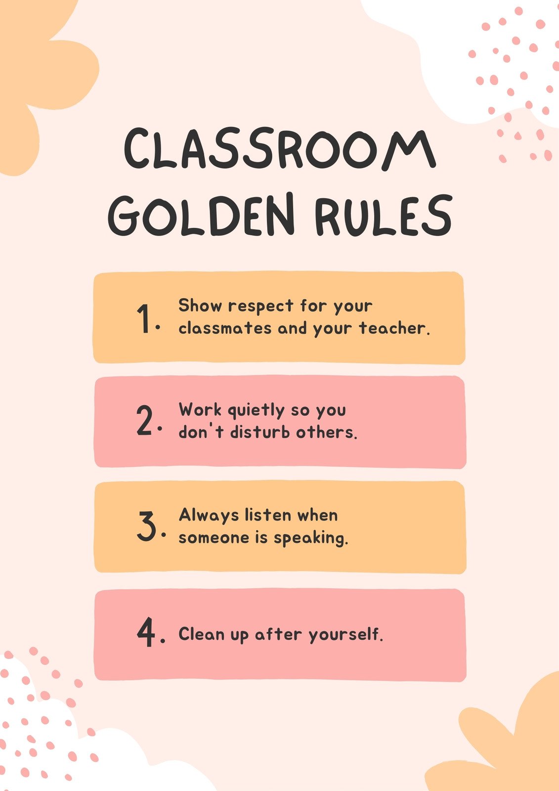 Free Custom Printable Classroom Rules Poster Templates 48 Off