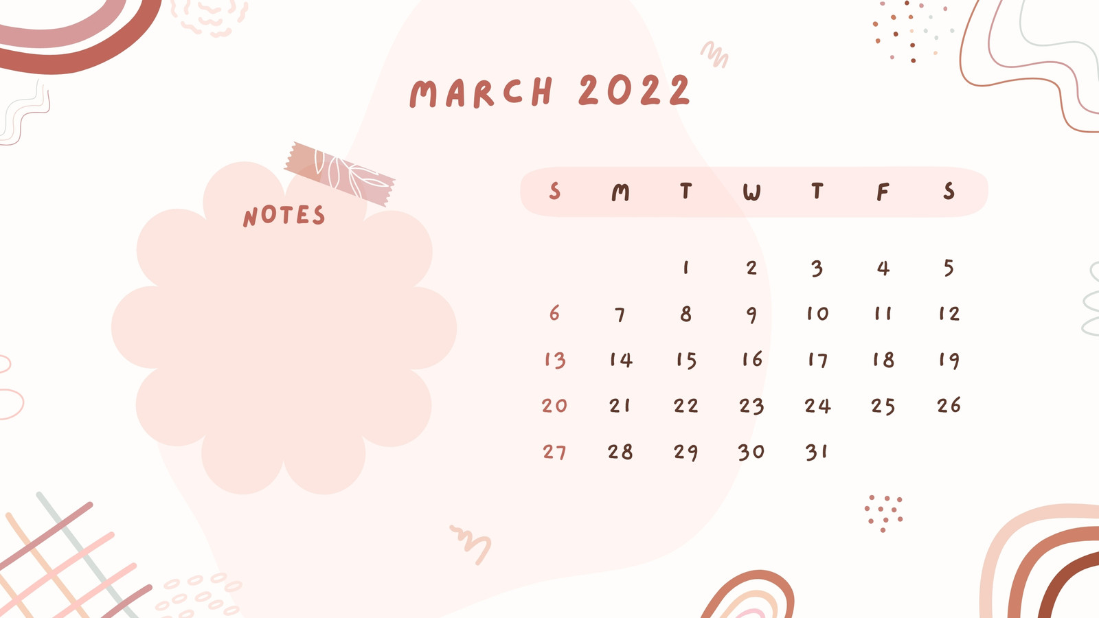 cute calendar march 2022