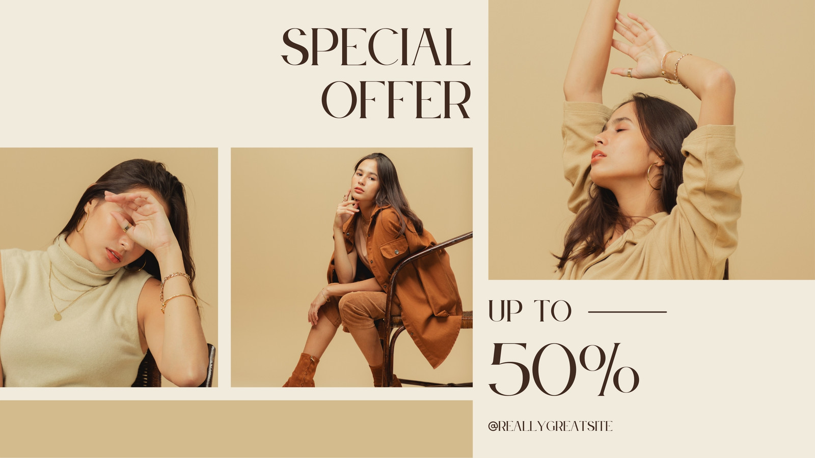 Brown Minimalist Elegant Special Offer Fashion Sale Promo -  (Twitter Post)