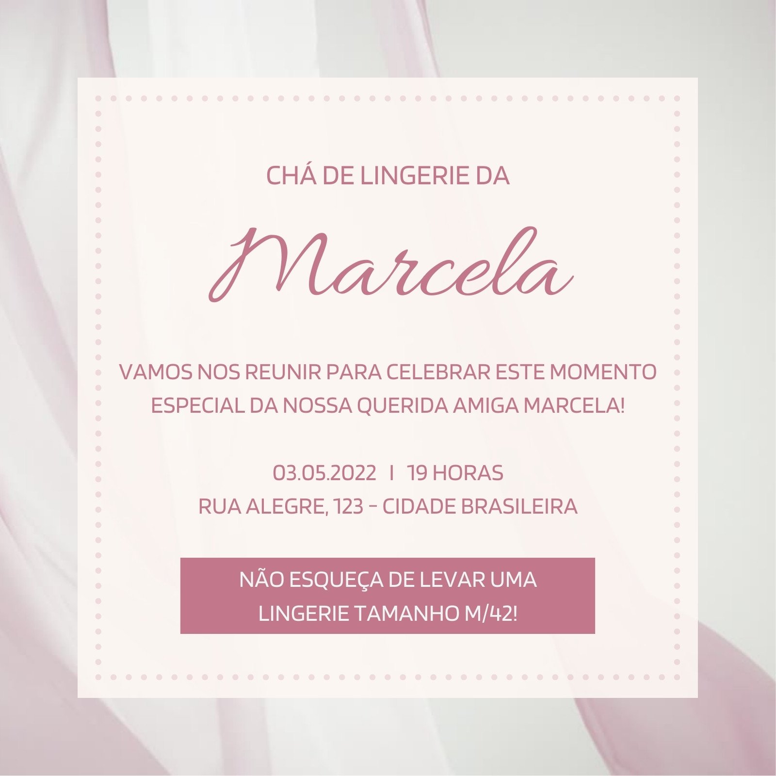 Modelos de Convite para Ch de Lingerie Personalizados Canva