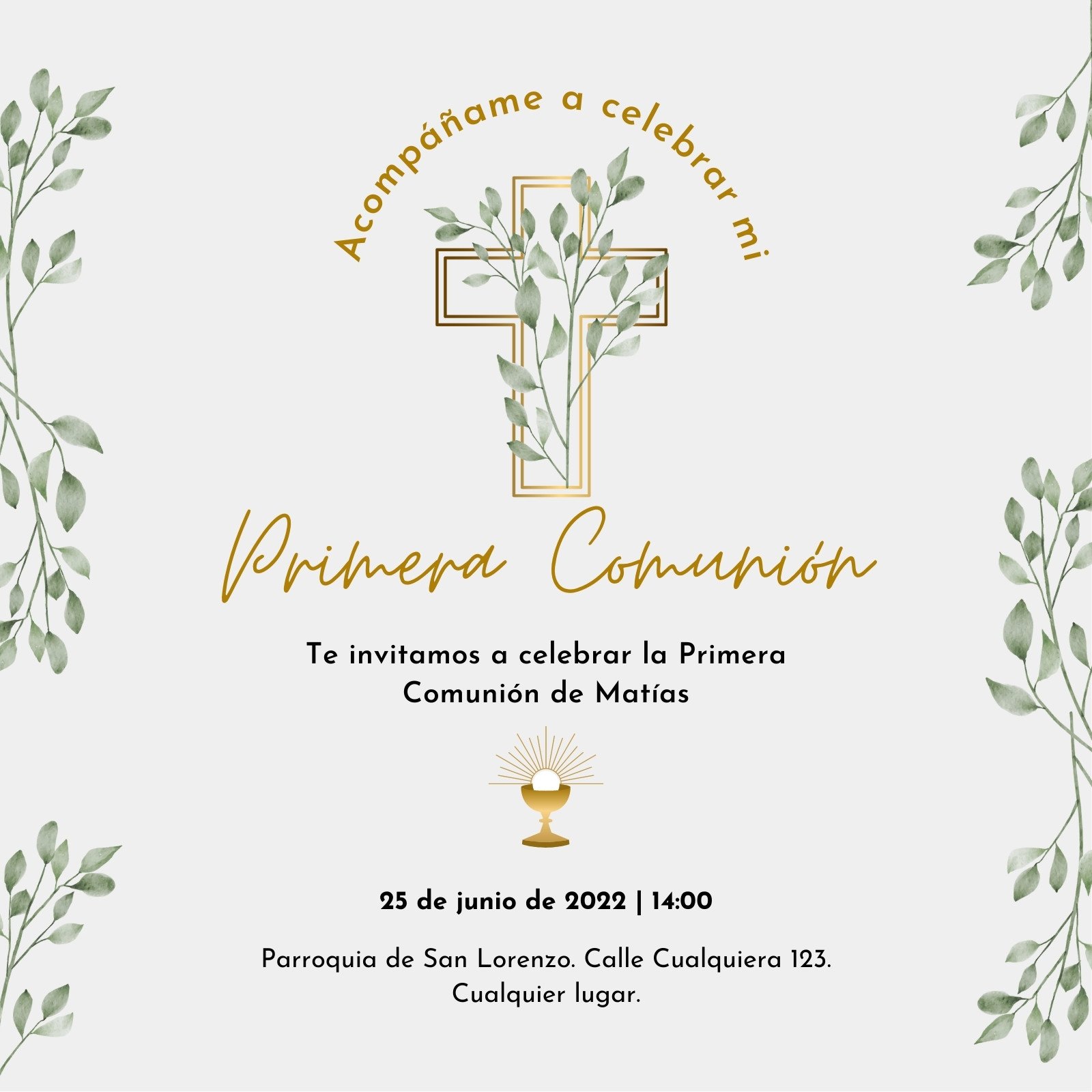 Primera Comunion Invitacion, Primera Comunion Nino, Communion Invitation  Spanish, Invitaciones Comunion, Invitacion Corona Imprimible 