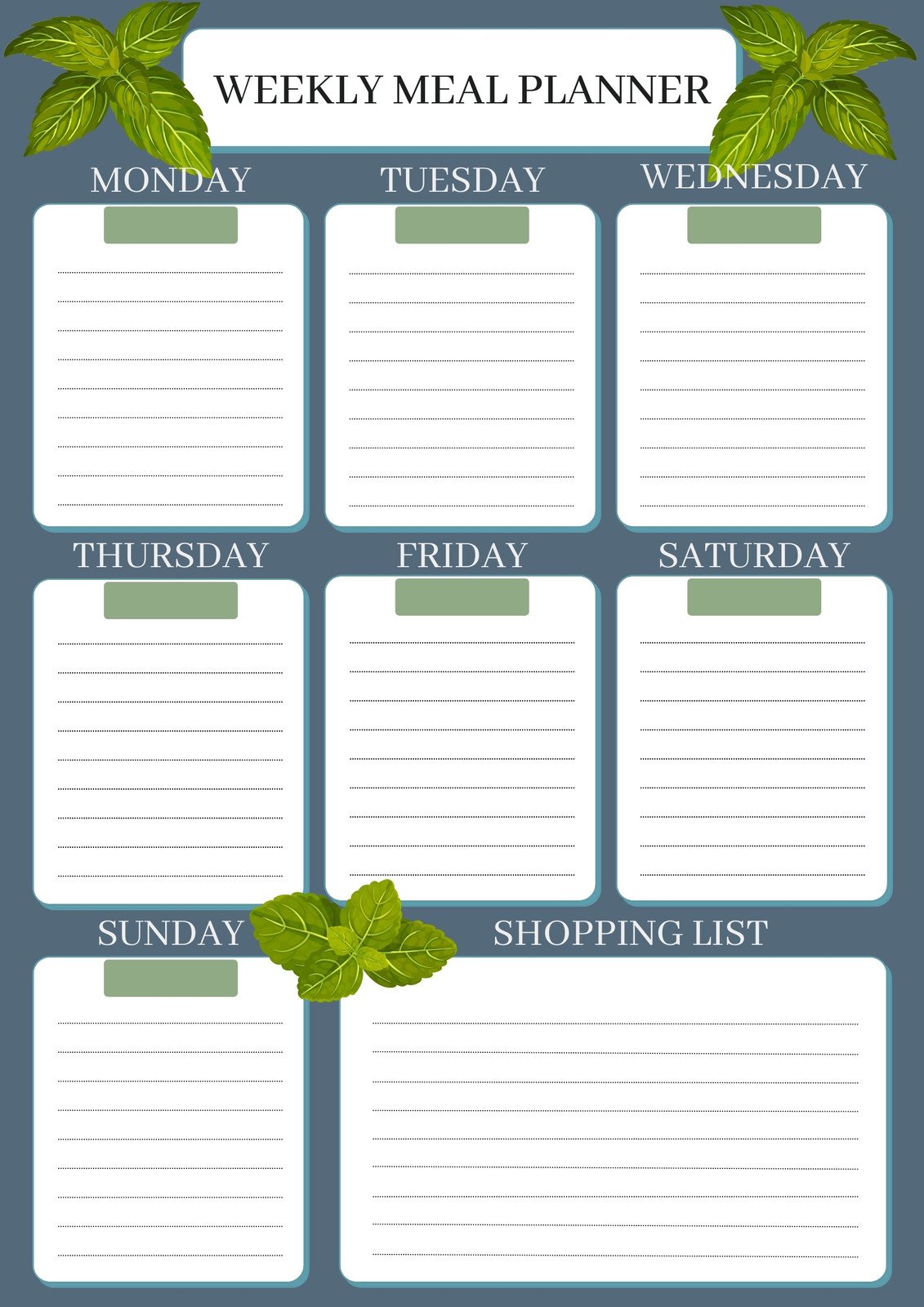 Free Simple Green Mint Bullet Planner template