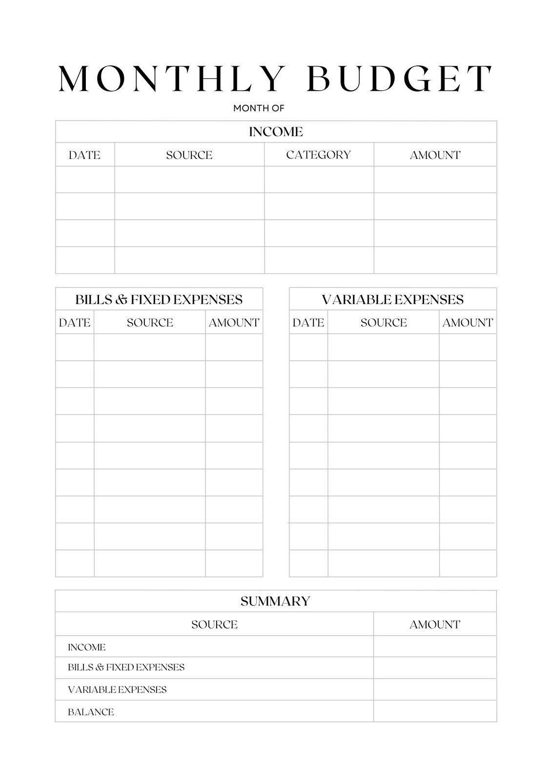 Organization Kit: Budget Section. / Pdf to download and print (unlimited) /  Budget management / Planner /