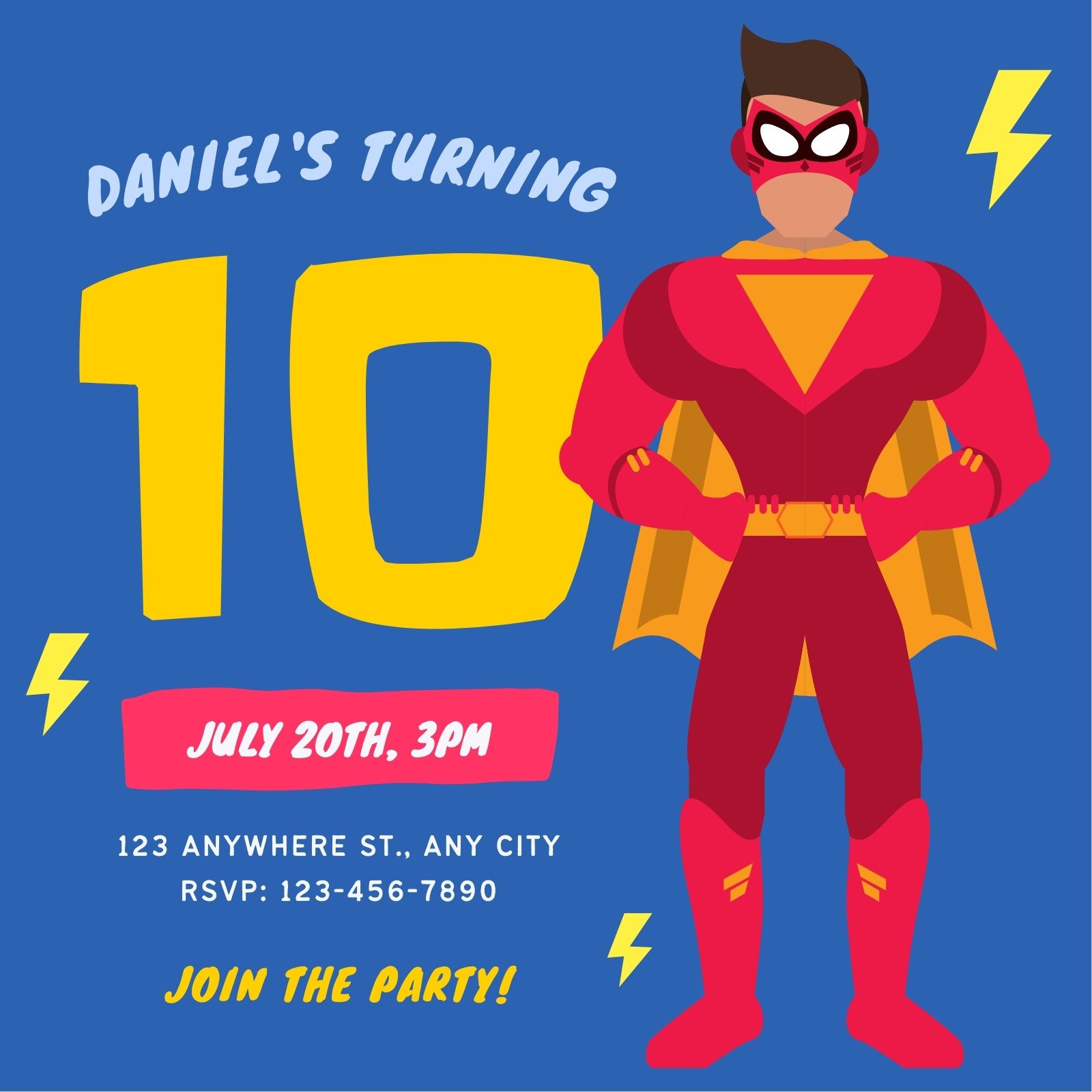 Free and customizable superhero invitation templates