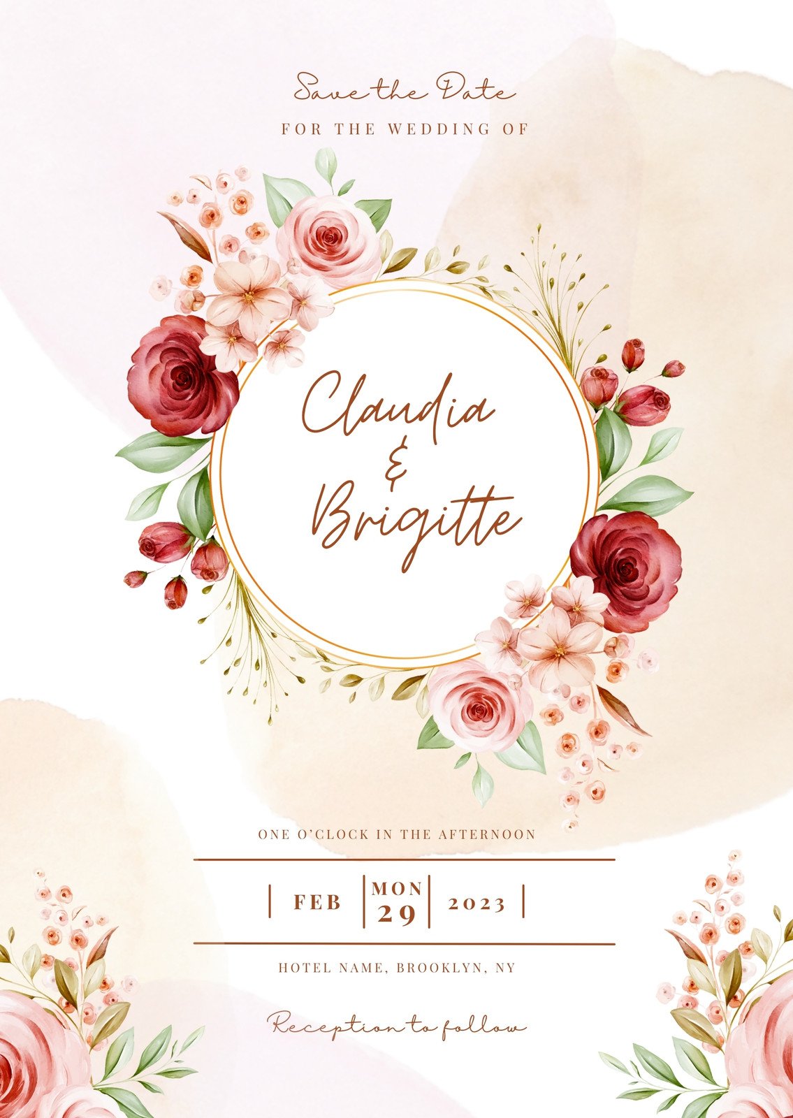 Printable Wedding Invitation Template Wedding invitation Download Edit w Canva Printable Editable Wedding Invitation Template