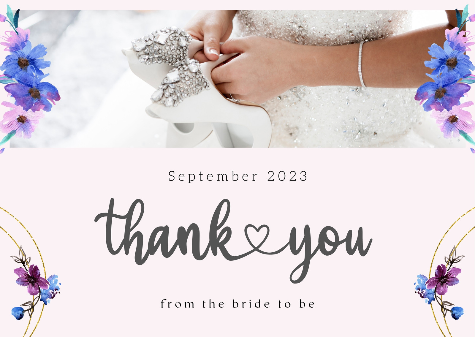 Thank You Minimalist WEDDING Folded Card Printable Bridal Shower Note Modern Wedding Editable Template INSTANT DOWNLOAD Canva Edit