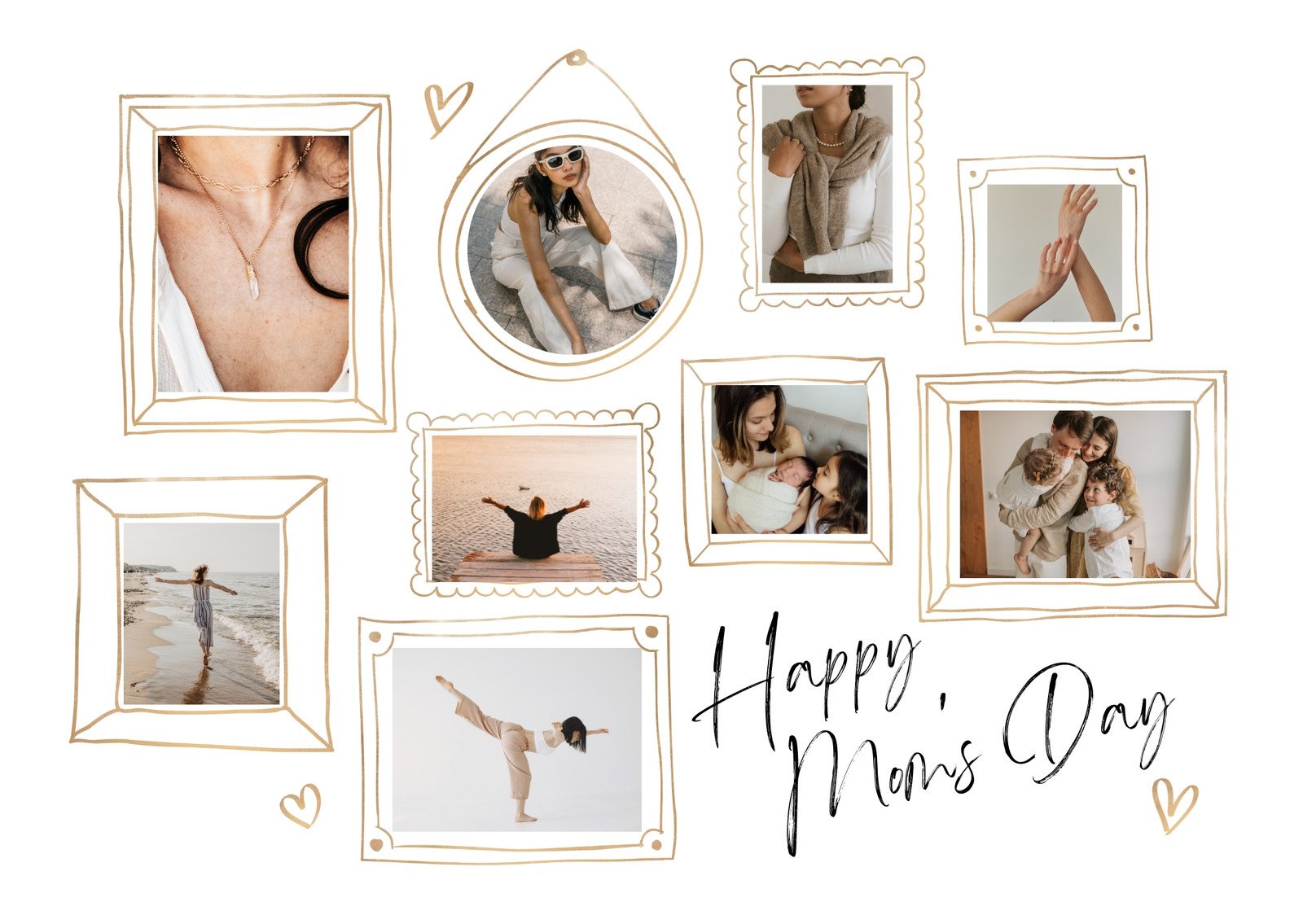 Luxury Gold Modern Photo Frames Mother's Day Card