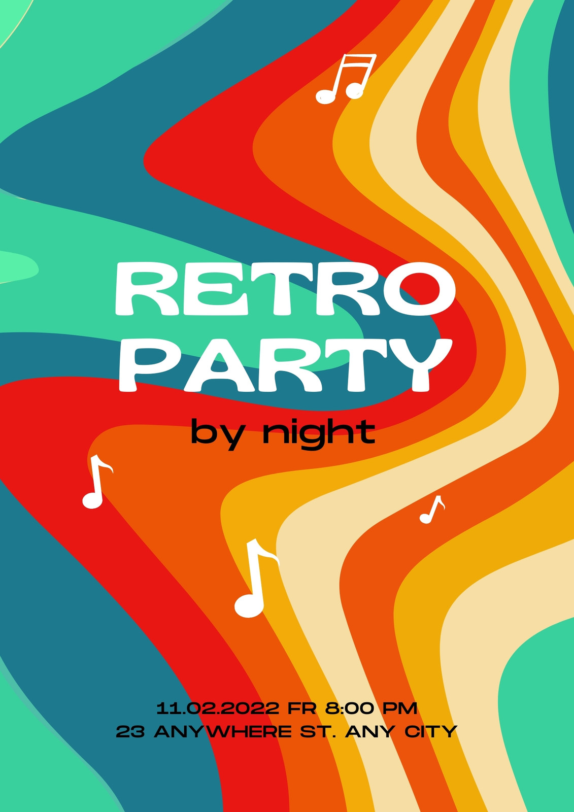 80s disco style poster set for retro party - colorful invitation