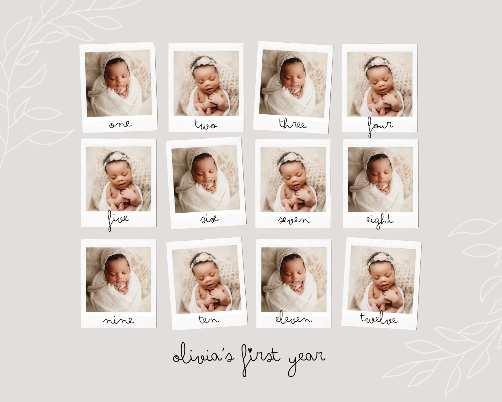 First year photo collage template
