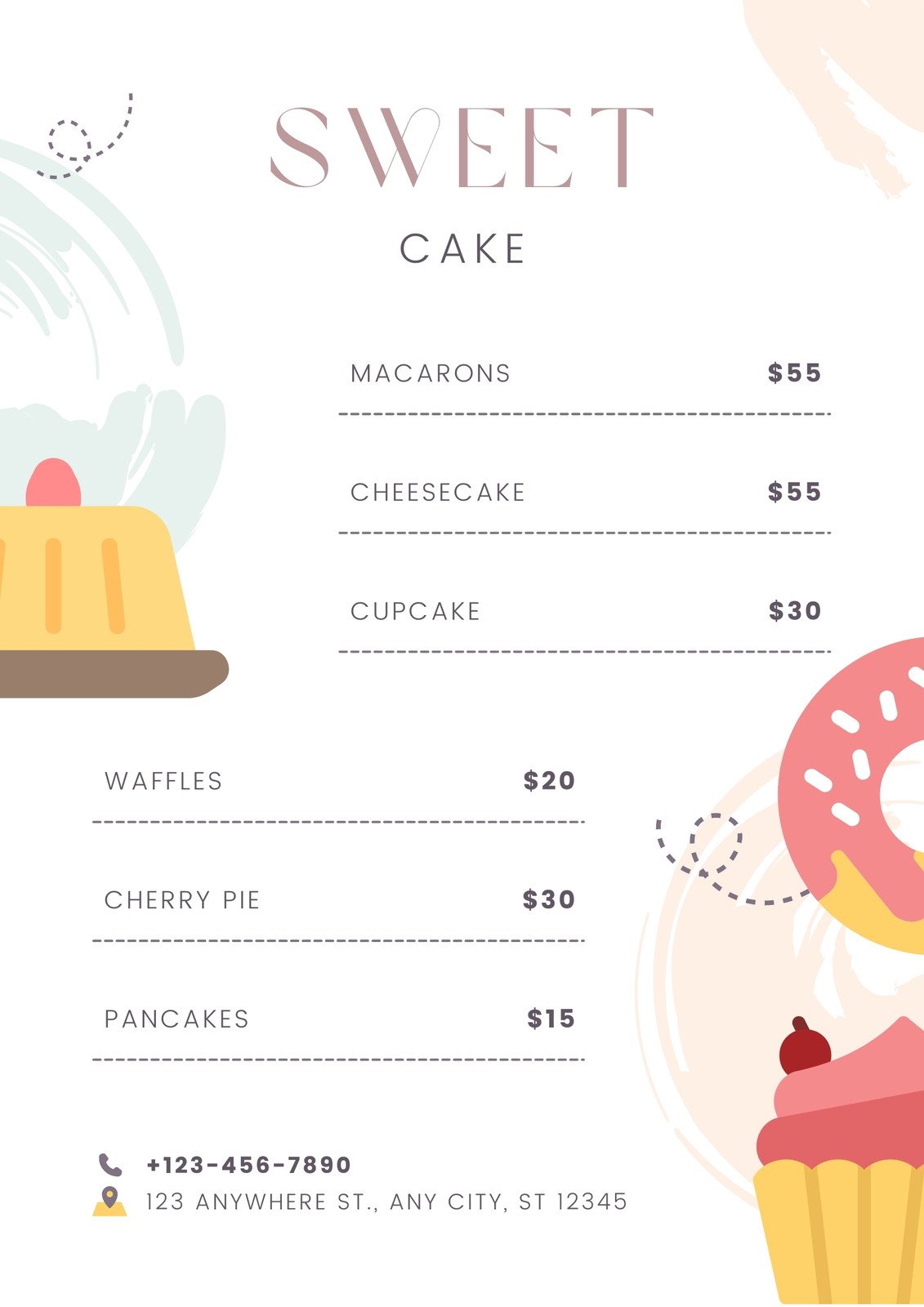 Desserts Menu. Cupcakes, Cakes Prices Stock Vector - Illustration of  patisserie, delicious: 79278481