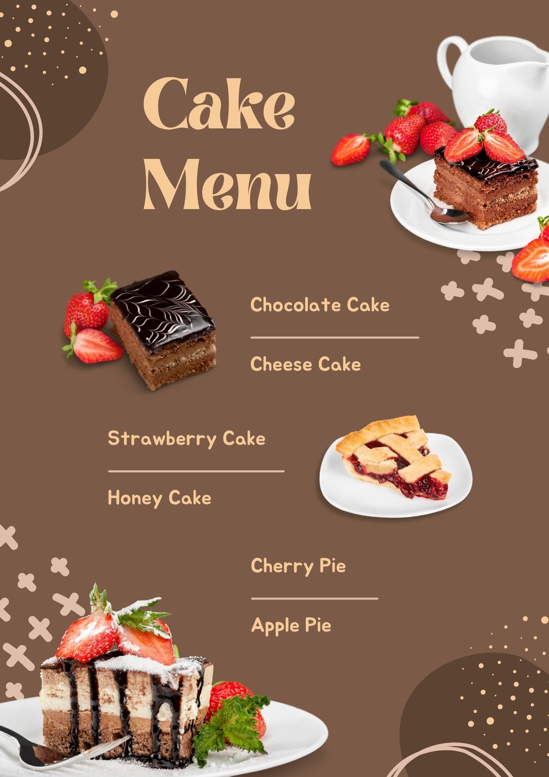 Chocolate Bakery Menu Template for Canva Cake Price List - Etsy