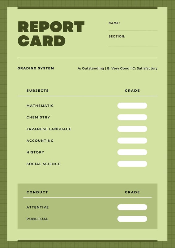 Free custom printable homeschool report card templates | Canva