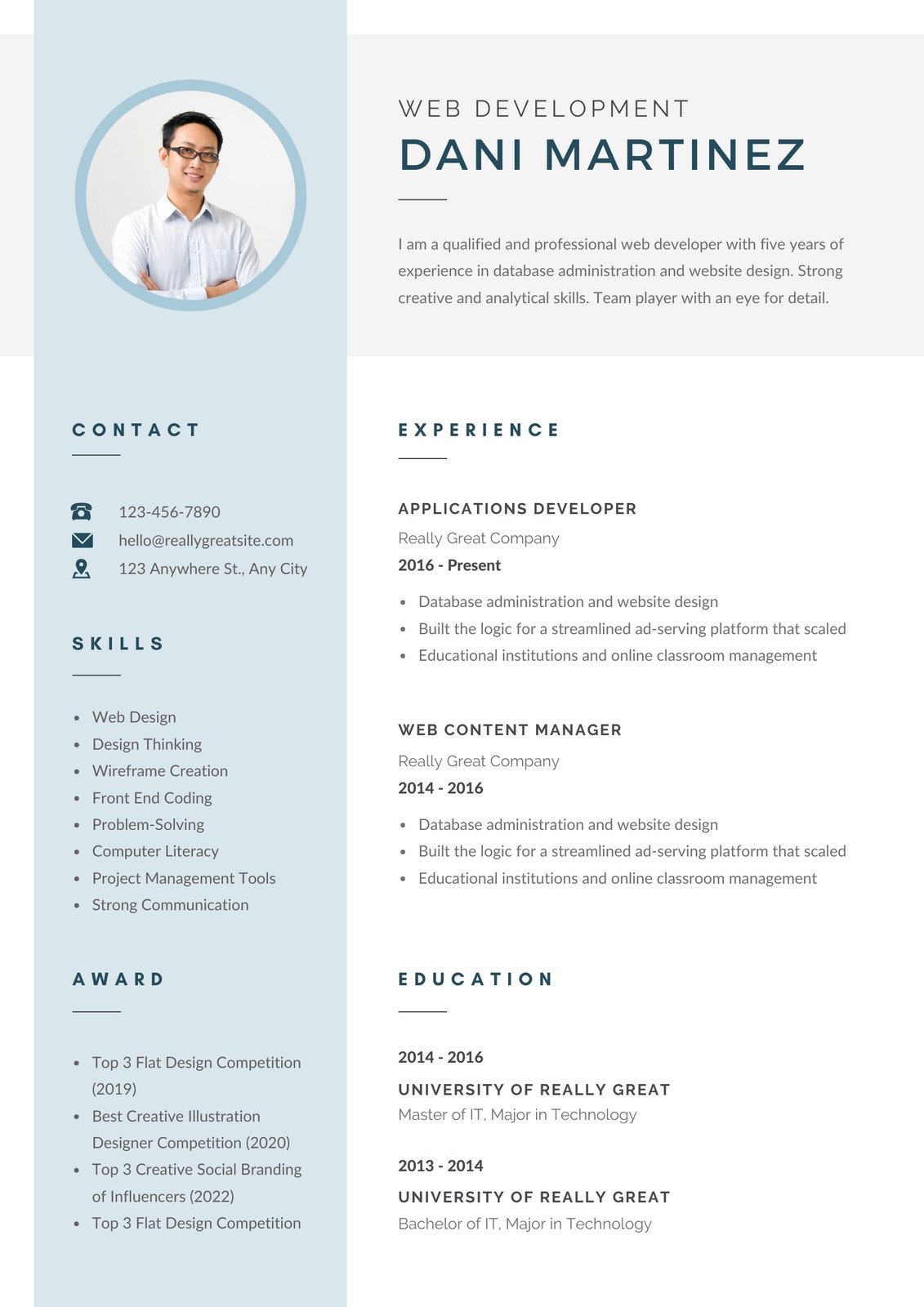 Blue Clean Professional CV Resume