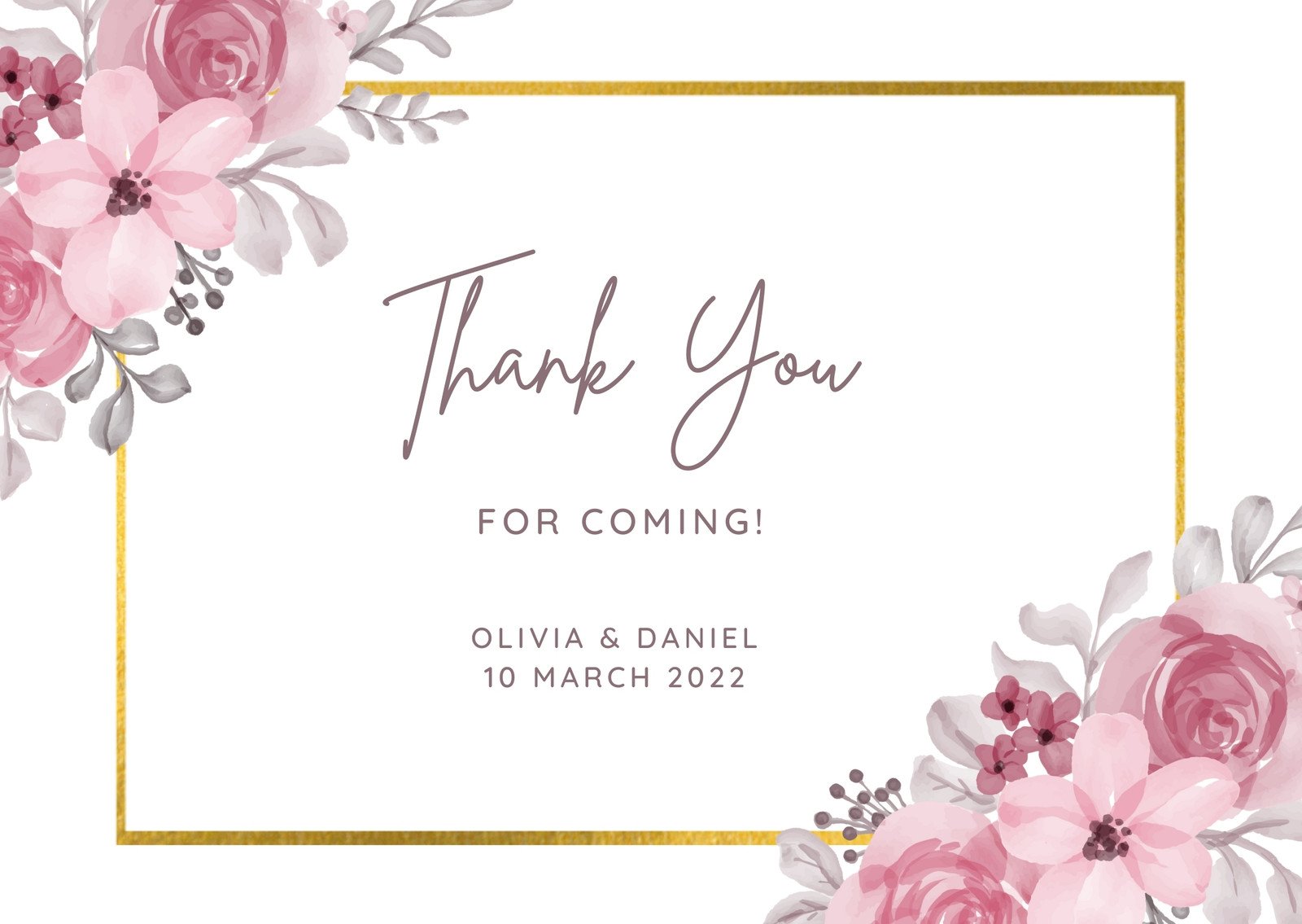 Thank You Cards Paper From The Newlyweds Customizable Canva Template 