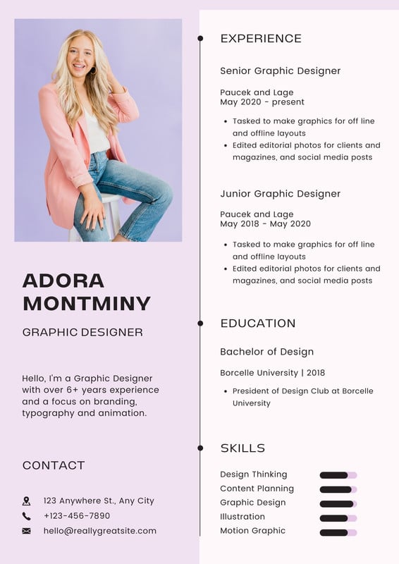 Page 6 - Free, custom printable graphic design resume templates | Canva