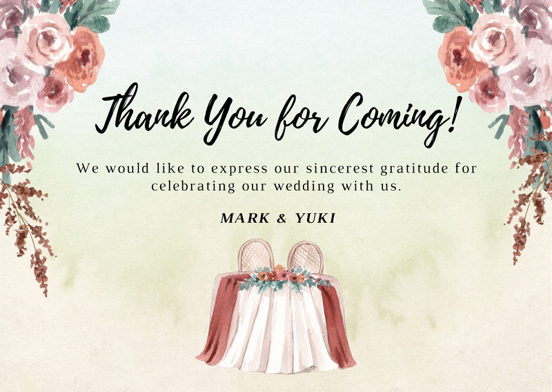 Free custom printable wedding thank you card templates Canva