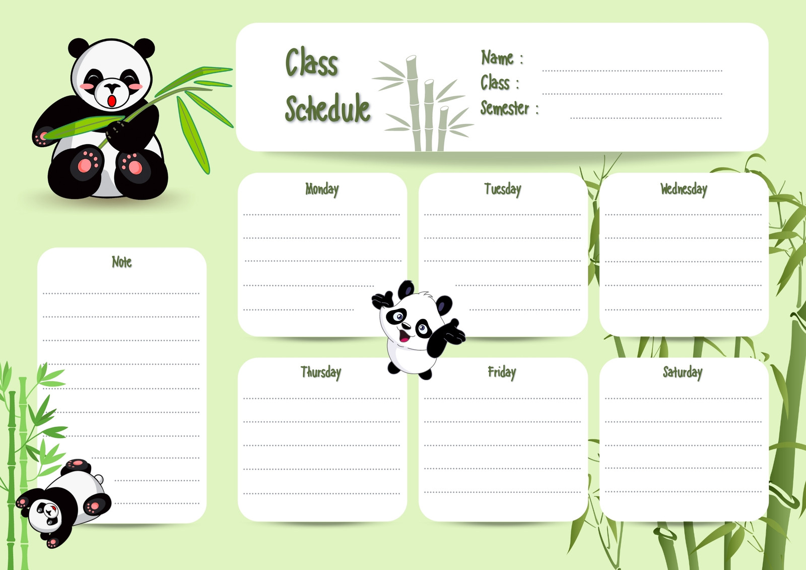 Free printable class schedule templates to customize