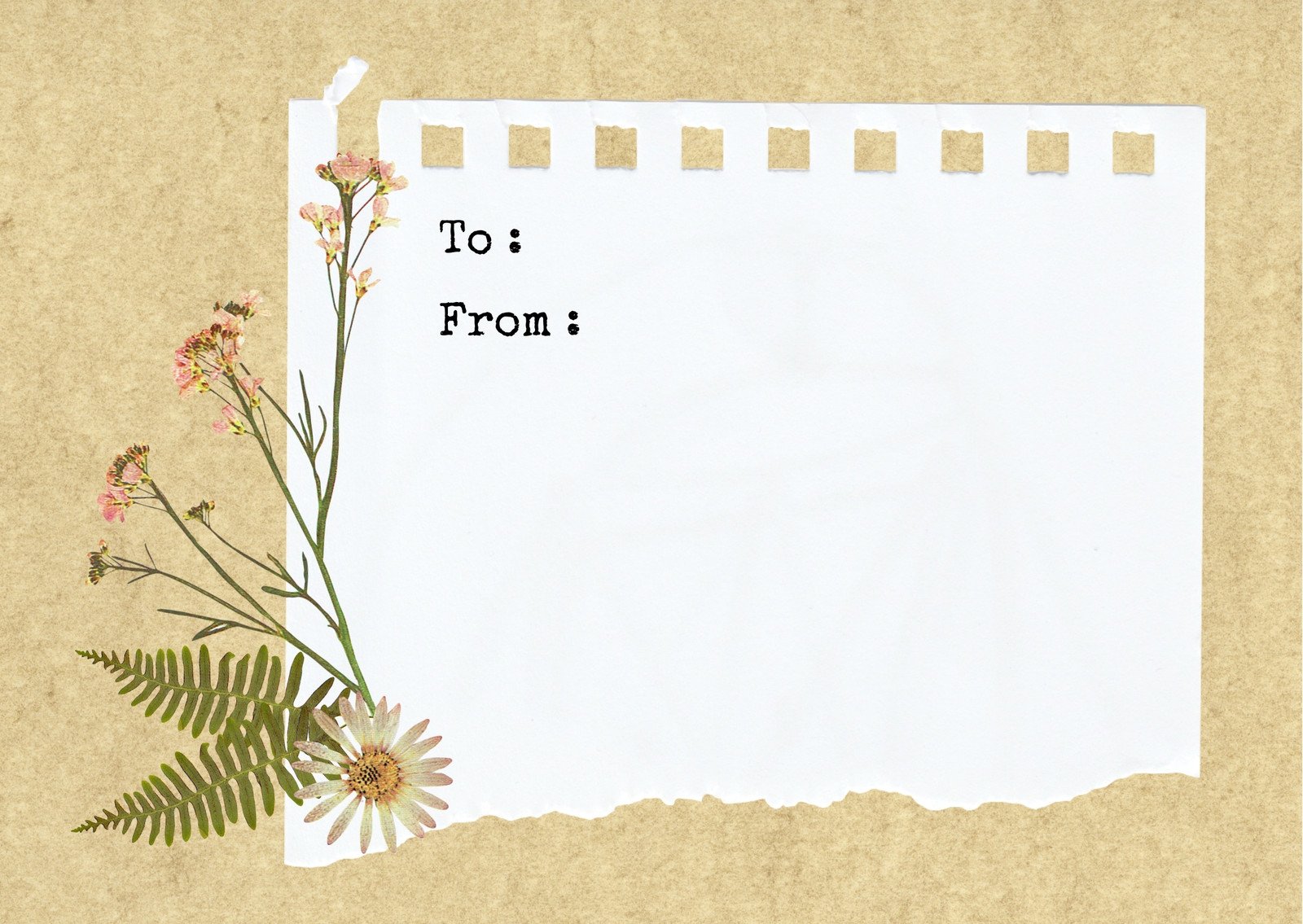 beige simple rustic flower aesthetic new blank surprise romance love couple gift florist card
