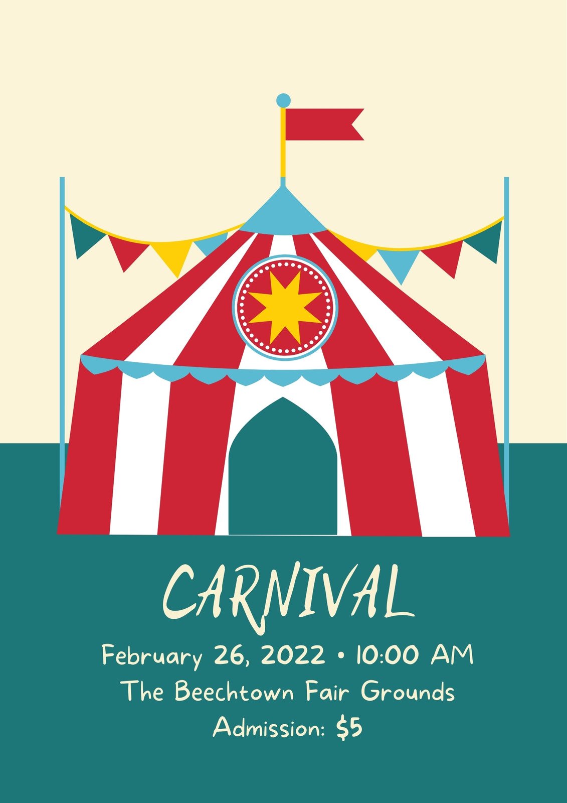 Cream Background Tent Illustration Carnival Poster
