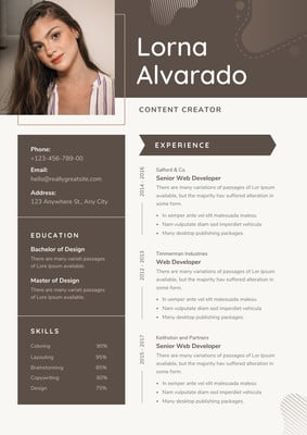 Free, printable, customizable photo resume templates | Canva