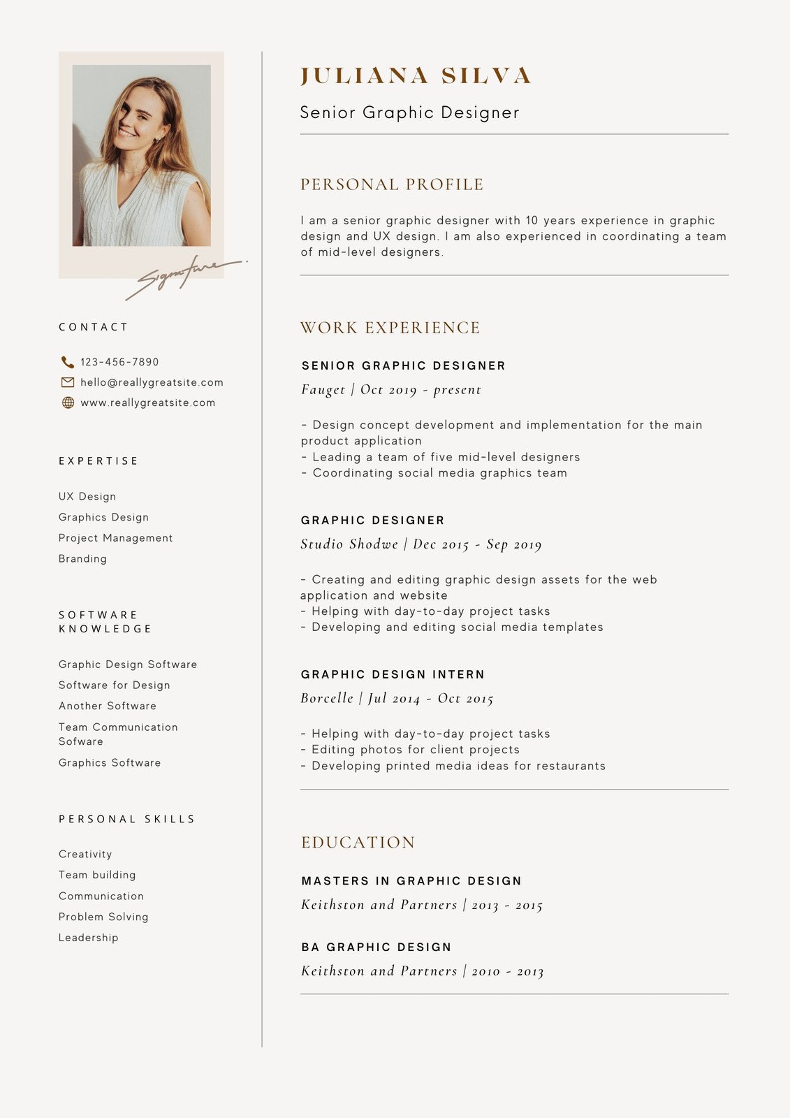Simple Elegant Classic Neutral Minimalist Professional A4 Photo CV Resume