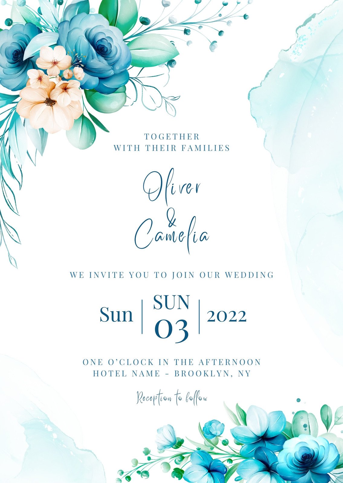 Invitations Paper Invitations DIY Wedding Invite Floral Wedding Invite Canva Wedding Template 