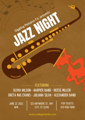 Free, printable, customizable jazz poster templates | Canva