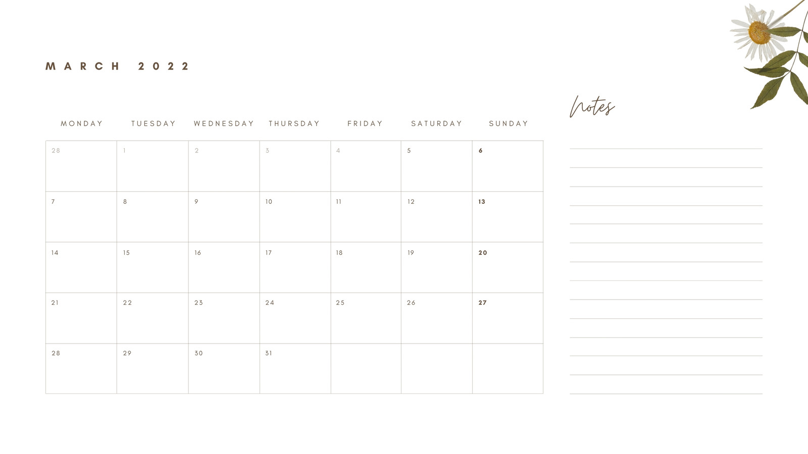 Customizable Monthly Calendar 2022 Free And Customizable Calendar Templates | Canva