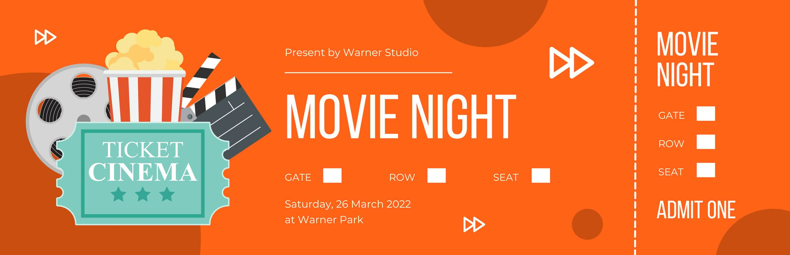 free printable and customizable movie ticket templates canva