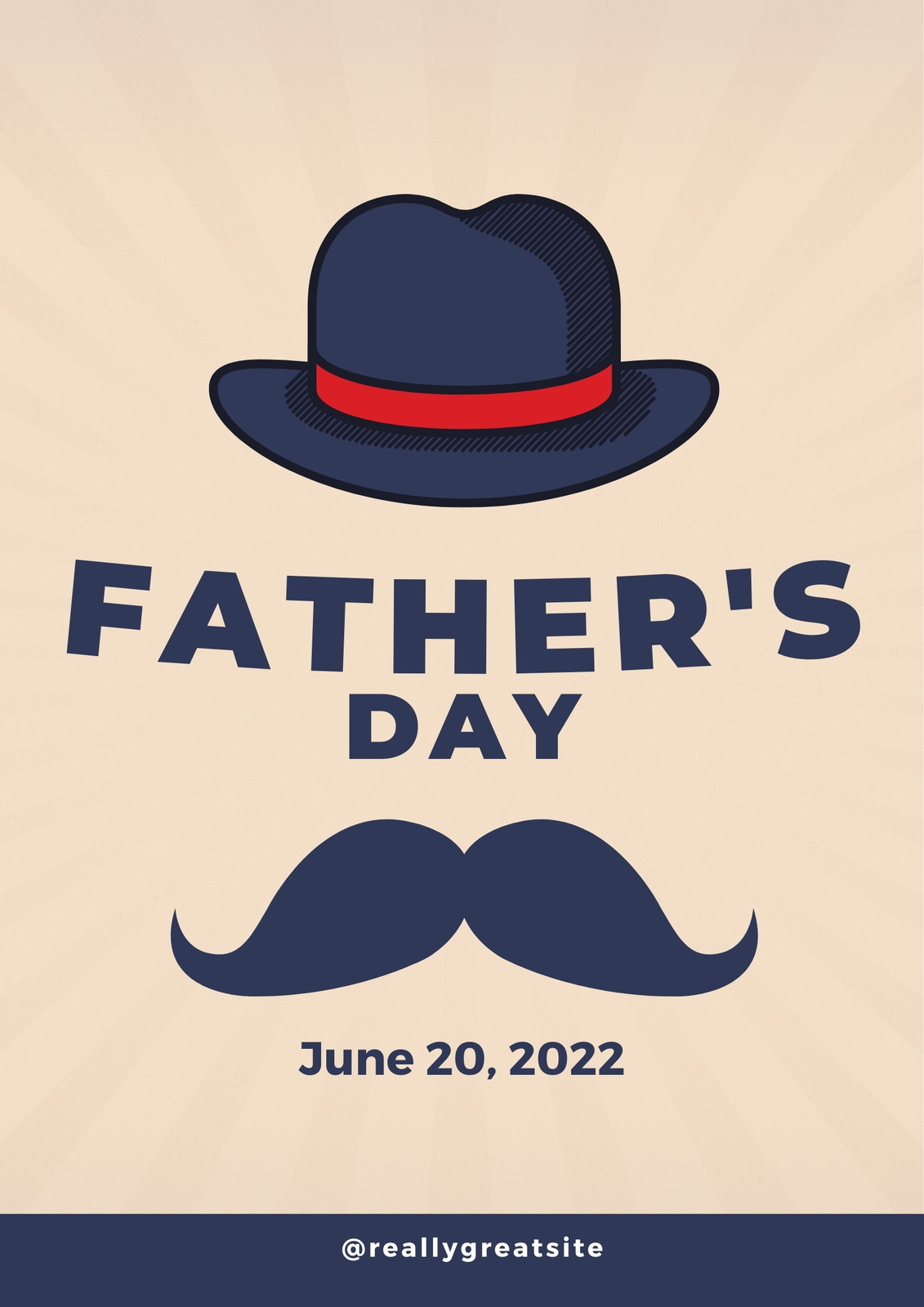 Happy Father's Day - Hat and Moustache Poster for Sale by