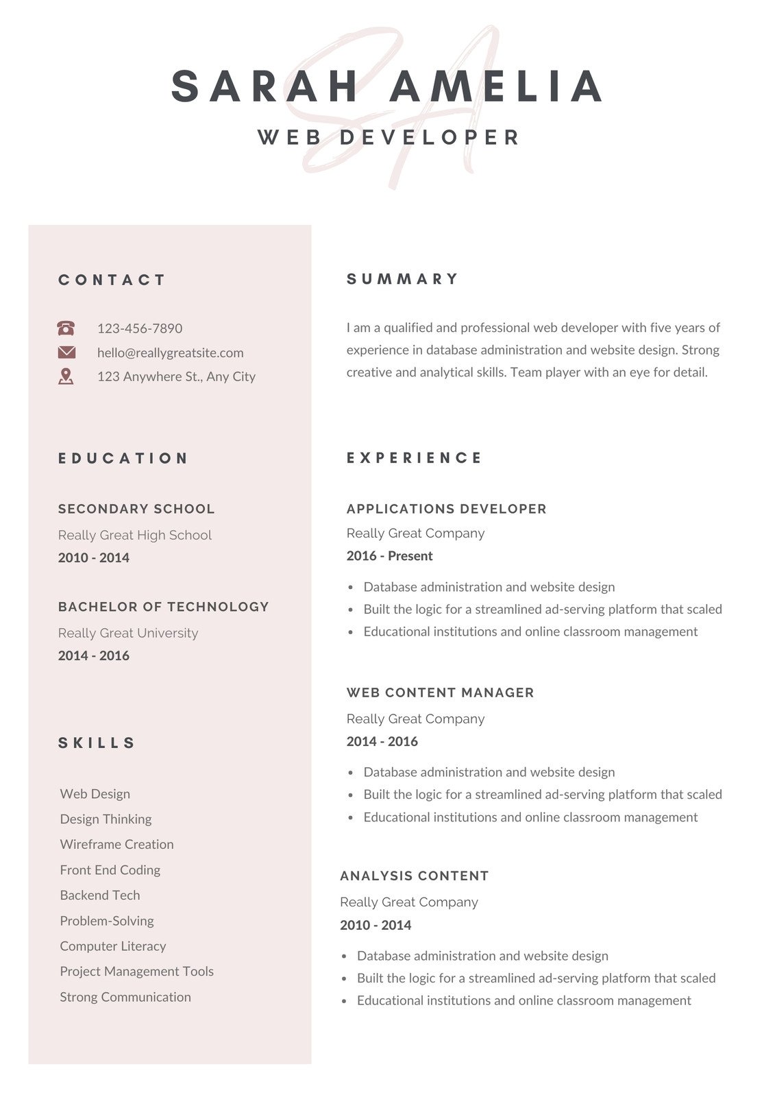 Elegant Minimalist CV Resume