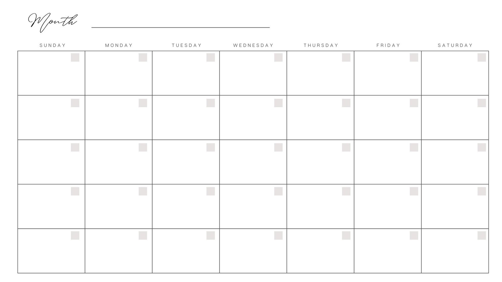 Simple, universal calendar template 